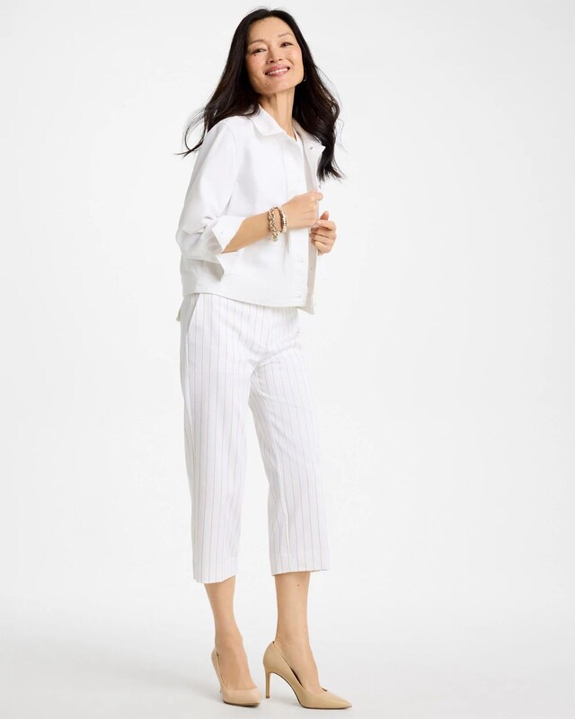 Sandstone Striped Emme Sateen Straight Capri Pants - image 2